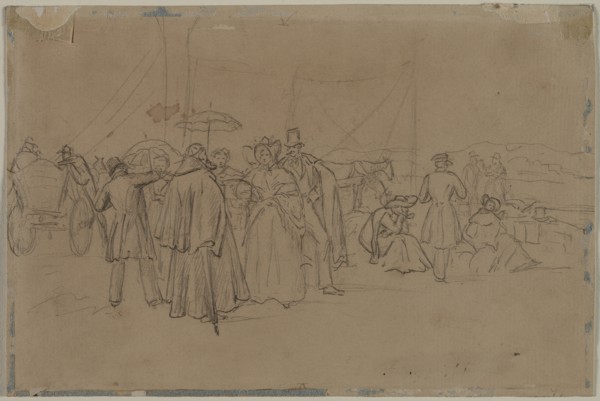 Passengers for Rhine Steamer (recto), second or third quarter 1800s. Creator: Heinrich von Mayr (German, 1806-1871).