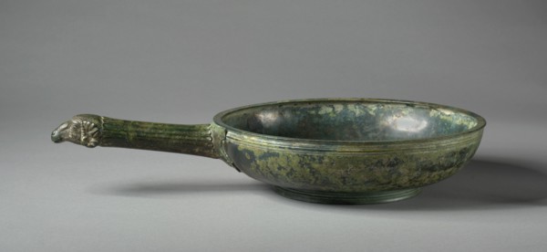 Patera with Fluted Handle and Ram Head Finial, 400s BC. Creator: Unknown.
