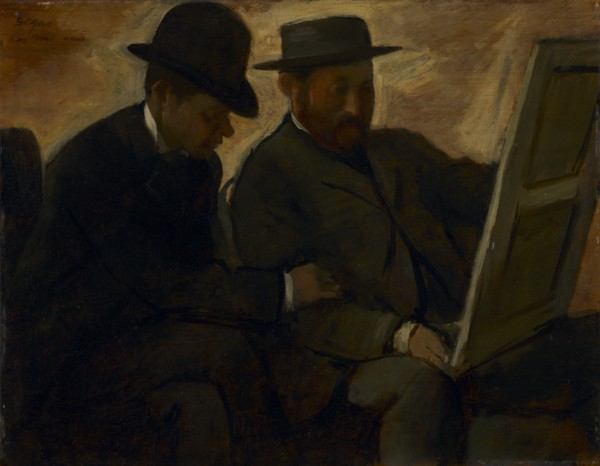 Paul Lafond and Alphonse Cherfils Examining a Painting, c. 1878-1880. Creator: Edgar Degas (French, 1834-1917).