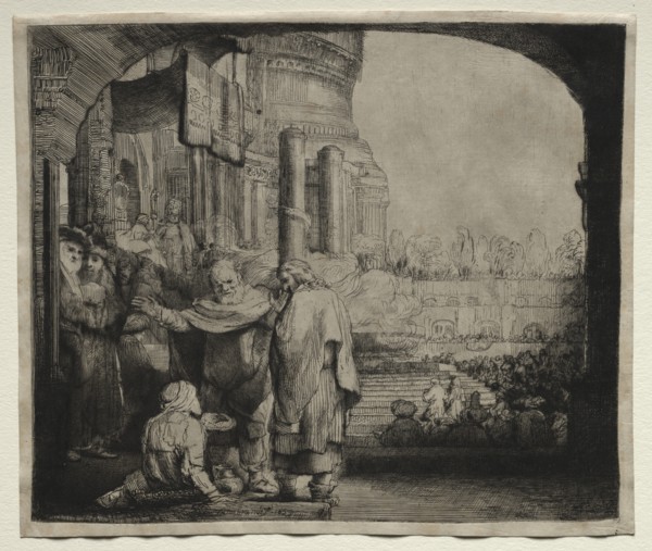 Peter and John Healing the Cripple at the Gate of the Temple, 1659. Creator: Rembrandt van Rijn (Dutch, 1606-1669).