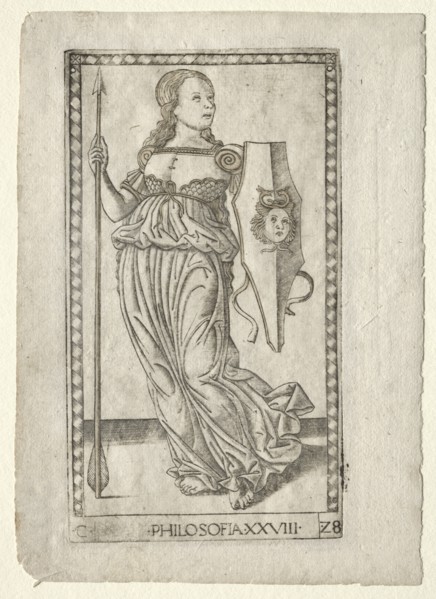 Philosophy (from the Tarocchi, series C: Liberal Arts, #28), before 1467. Creator: Master of the E-Series Tarocchi (Italian, 15th century).