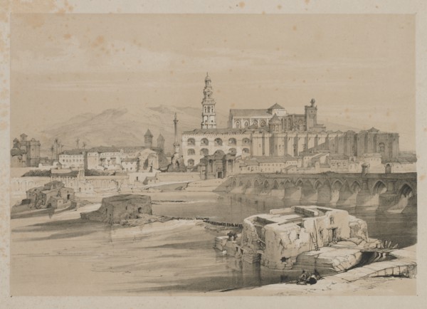 Picturesque Sketches in Spain: Remains of a Roman Bridge on the Guadalquiver, Cordova, 1837. Creator: Thomas Shotter Boys (British, 1803-1874); Hodgson & Graves, 6, Pall Mall, London.