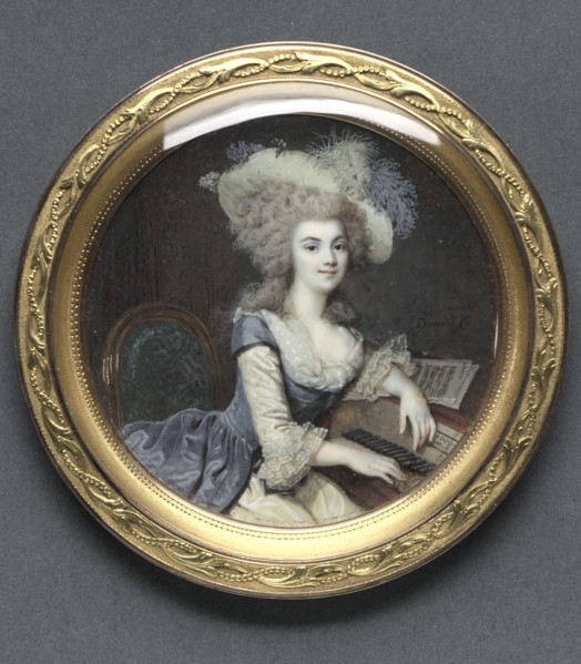 Portrait of a Woman at a Harpsichord, c. 1788. Creator: François Dumont (French, 1751-1831).