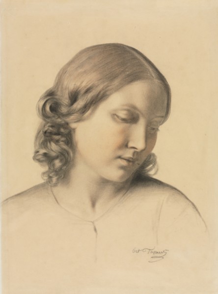 Portrait of a Young Woman, c. 1854-1858. Creator: Octave Tassaert (French, 1800-1874).