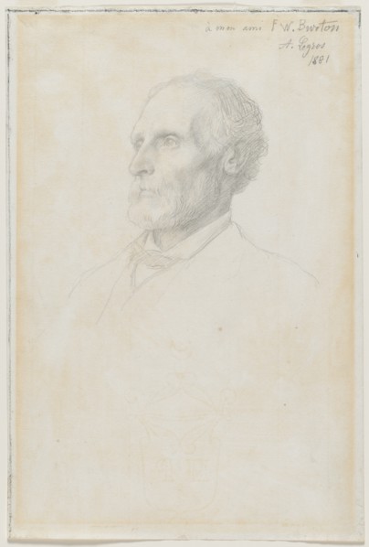 Portrait of Sir Frederick W. Burton, Director of the National Gallery, London, 1881. Creator: Alphonse Legros (French, 1837-1911).