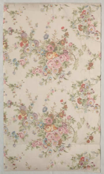 Printed Silk with Flower Design, late 1800s. Creator: Unknown.