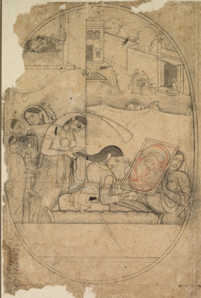 Radha's Hair Being Dressed, c. 1790-1800. Creator: Unknown.