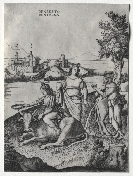 Rape of Europa, c. 1515-1520. Creator: Benedetto Montagna (Italian, c. 1481-1555/58).