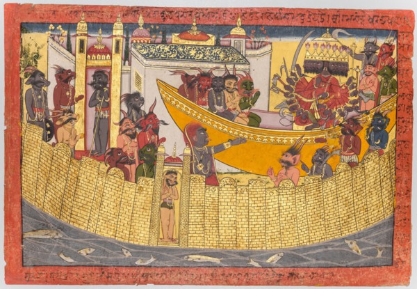 Ravana?s sister complains that her nose was cut off by Lakshmana as the demons..., 1690-1710. Creator: Unknown.