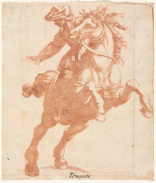 Rearing Horse and Rider, c. 1600. Creator: Antonio Tempesta (Italian, 1555-1630), attributed to.