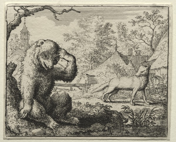 Reynard the Fox: Reynard Chides the Injured Bear. Creator: Allart van Everdingen (Dutch, 1621-1675).