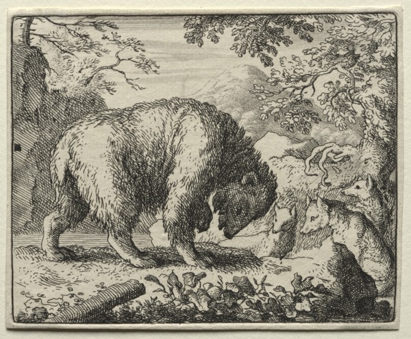 Reynard the Fox: Reynard Promises Honey to the Bear. Creator: Allart van Everdingen (Dutch, 1621-1675).