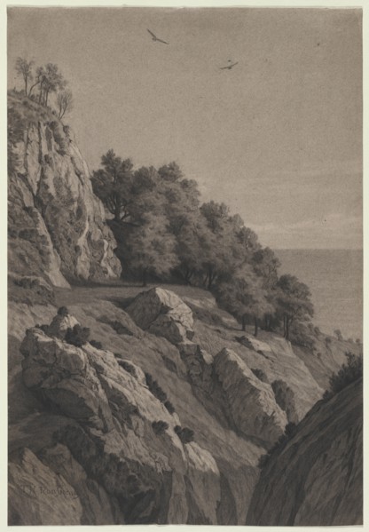 Rocky Cliff on a Coast, c. 1850-1860. Creator: Anonymous.