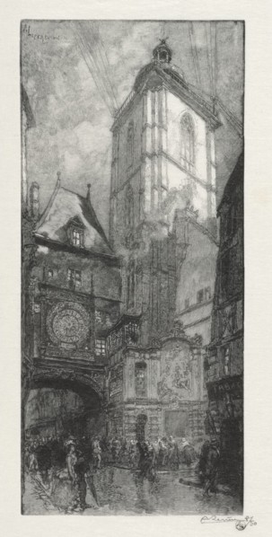 Rouen Illustré: La Gros Horloge, 1888. Creator: Auguste Louis Lepère (French, 1849-1918).