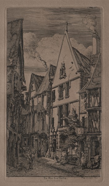 Rue des Toilés, Bourges. Creator: Charles Meryon (French, 1821-1868).