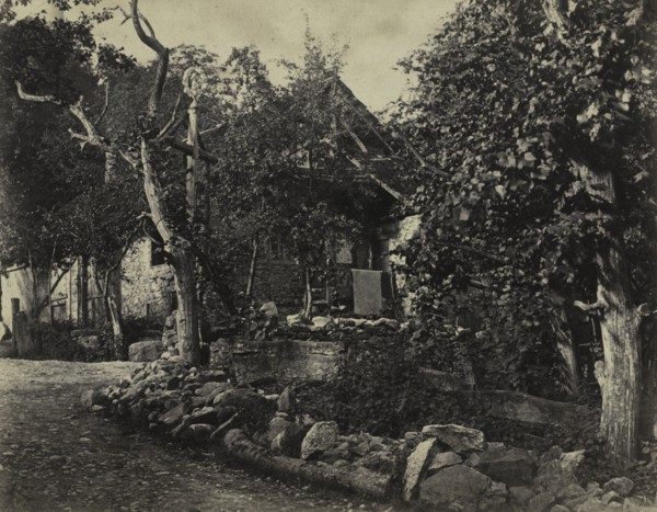 Rural Scene with Stone Building and Cross, c. 1857. Creator: Charles-Fortunat-Paul-Casimir Perier (French, 1812-1897).