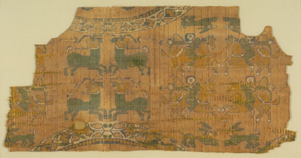 Samite fragment with hunters, 800s. Creator: Unknown.