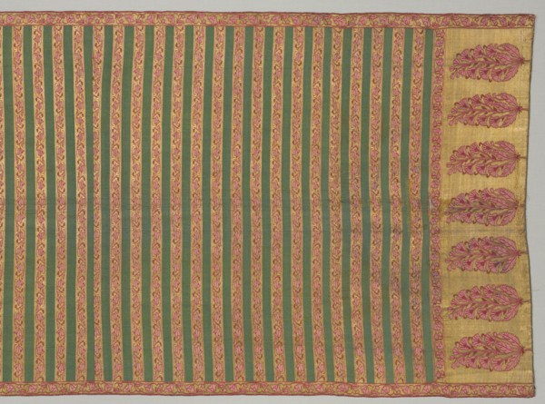 Sash with flora and banded field, 1700s. Creator: Unknown.