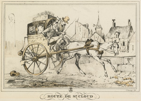Scenes of Daily Life, Roads and Paths: Road to Saint-Cloud..., 1816. Creator: Carle Vernet (French, 1758-1836); Bance.