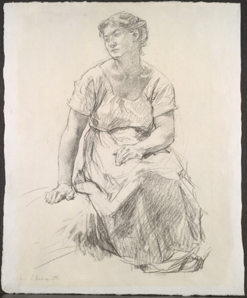 Seated Peasant Woman, c. 1885. Creator: Léon Augustin Lhermitte (French, 1844-1925).