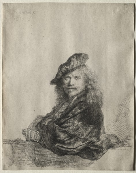 Self-Portrait Leaning on a Stone Sill, 1639. Creator: Rembrandt van Rijn (Dutch, 1606-1669).