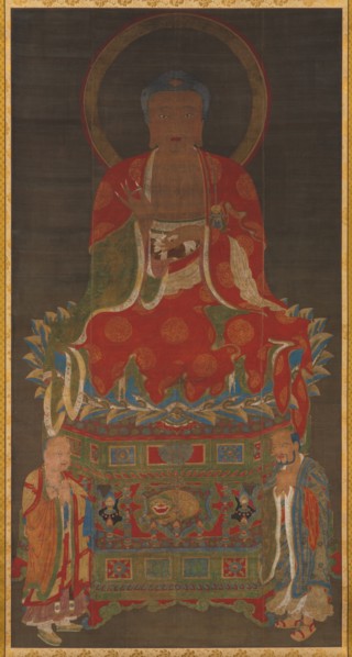 Shakyamuni Triad: Buddha Attended by Manjushri and Samantabhadra, 1300s. Creator: Unknown.