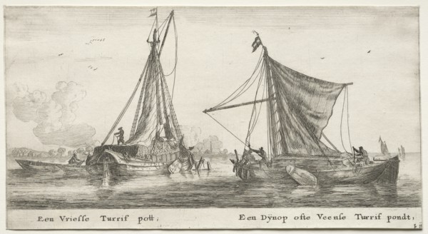 Ships of Amsterdam: A Frisian Peat Barge. The Dÿnop, near the Veensche Peat Pond. Creator: Reinier Nooms (Dutch, c. 1623-1667).