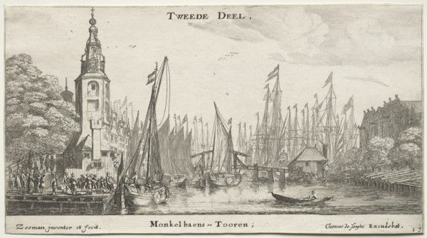Ships of Amsterdam: Canal near Amsterdam and Tower of Monkel. Creator: Reinier Nooms (Dutch, c. 1623-1667).