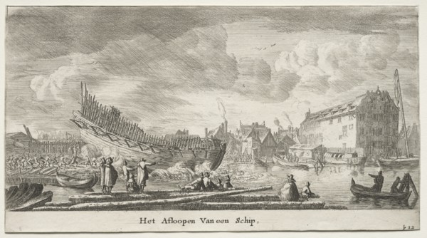 Ships of Amsterdam: Launching a Ship. Creator: Reinier Nooms (Dutch, c. 1623-1667).