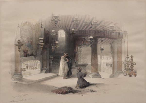 Shrine of the Nativity, Bethlehem, 1839. Creator: David Roberts (British, 1796-1864).