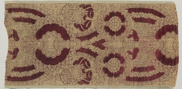 Silk Velvet with Gold in Pomegranate Pattern, 1450-1500. Creator: Unknown.