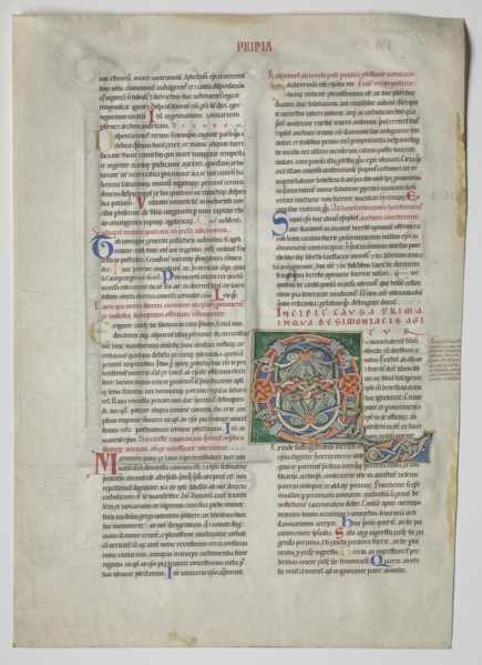 Single Leaf from a Decretum by Gratian: Decorated Initial Q[uidam habens filium obtulit], c1160-1165 Creator: Unknown.