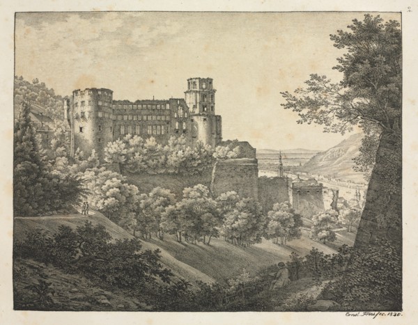 Six Views of Heidelberg Castle: Towards Northeast , 1820. Creator: Ernst Fries (German, 1801-1833); Mohr & Winter, Heidelberg.