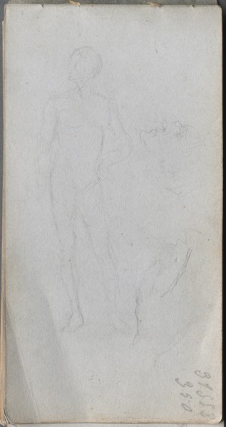 Sketchbook, page 100: Nude Figure, Profile. Creator: Ernest Meissonier (French, 1815-1891).