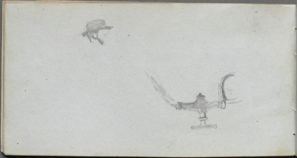 Sketchbook, page 26: Study of a Head and a Lamp. Creator: Ernest Meissonier (French, 1815-1891).
