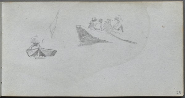 Sketchbook, page 25: Studies of Figures in Boats. Creator: Ernest Meissonier (French, 1815-1891).