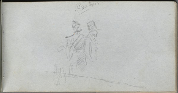 Sketchbook, page 38: Study of a Solider and Figure in Top Hat. Creator: Ernest Meissonier (French, 1815-1891).