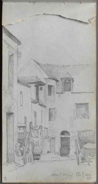 Sketchbook, page 39: Street Scene. Creator: Ernest Meissonier (French, 1815-1891).