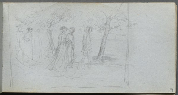 Sketchbook, page 41: Figures in a Landscape. Creator: Ernest Meissonier (French, 1815-1891).