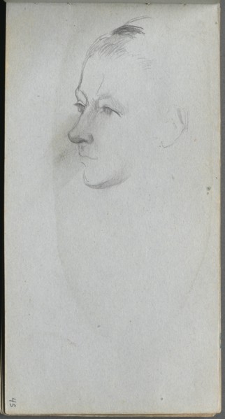 Sketchbook, page 45: Woman's Face, 3/4 View. Creator: Ernest Meissonier (French, 1815-1891).
