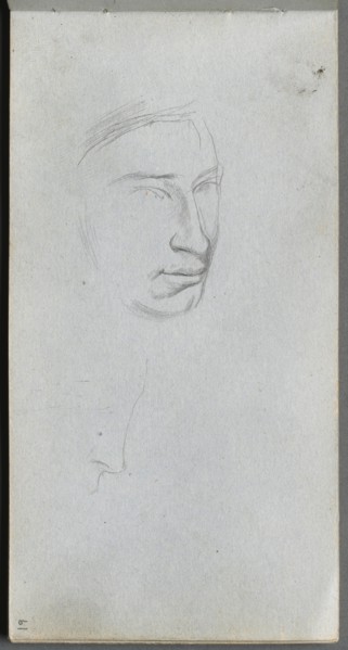 Sketchbook, page 61: Face, 3/4 view profile. Creator: Ernest Meissonier (French, 1815-1891).
