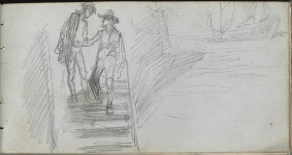 Sketchbook, page 64: Figures on a Stairway. Creator: Ernest Meissonier (French, 1815-1891).