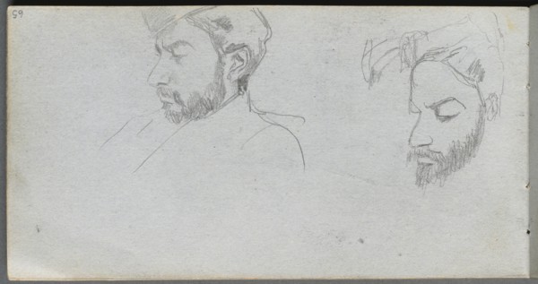 Sketchbook, page 65: Study of Faces in Profile. Creator: Ernest Meissonier (French, 1815-1891).