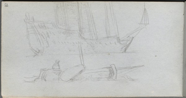 Sketchbook, page 85: Study of a Ship and Buoy. Creator: Ernest Meissonier (French, 1815-1891).