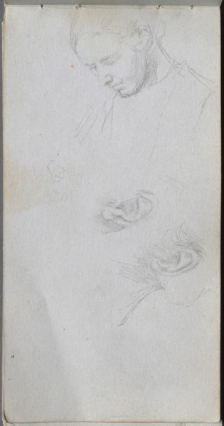 Sketchbook, page 96: Study of a Face, ears. Creator: Ernest Meissonier (French, 1815-1891).