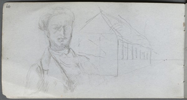 Sketchbook, page 99: Study of Figure, Building. Creator: Ernest Meissonier (French, 1815-1891).