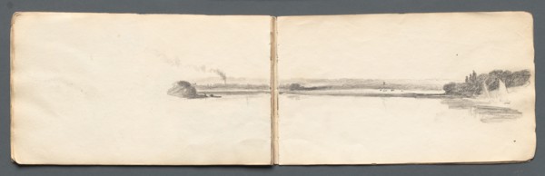 Sketchbook: "Landscape with Sailboats", 1814. Creator: Samuel Prout (British, 1783-1852).