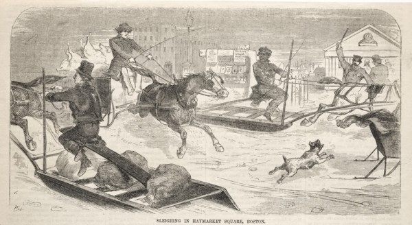 Sleighing in Haymarket Square, Boston, 1859. Creator: Winslow Homer (American, 1836-1910).