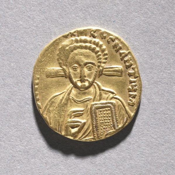 Solidus with Justinian II Rhinometus and His Son Tiberius (obverse), 705-711. Creator: Unknown.