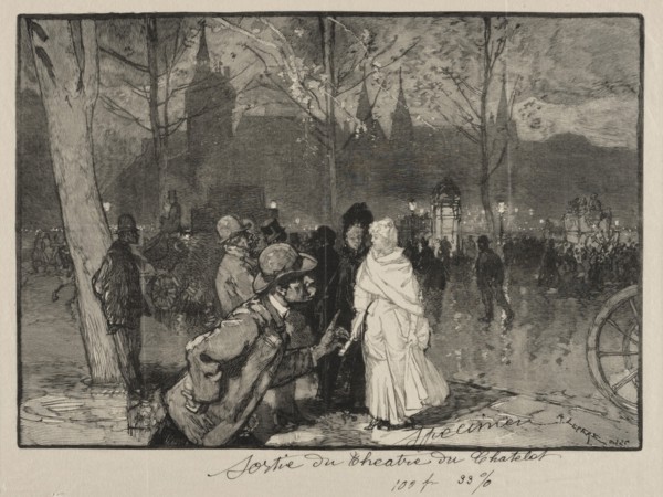 Sortie du Théâtre du Chatelet. Creator: Auguste Louis Lepère (French, 1849-1918).